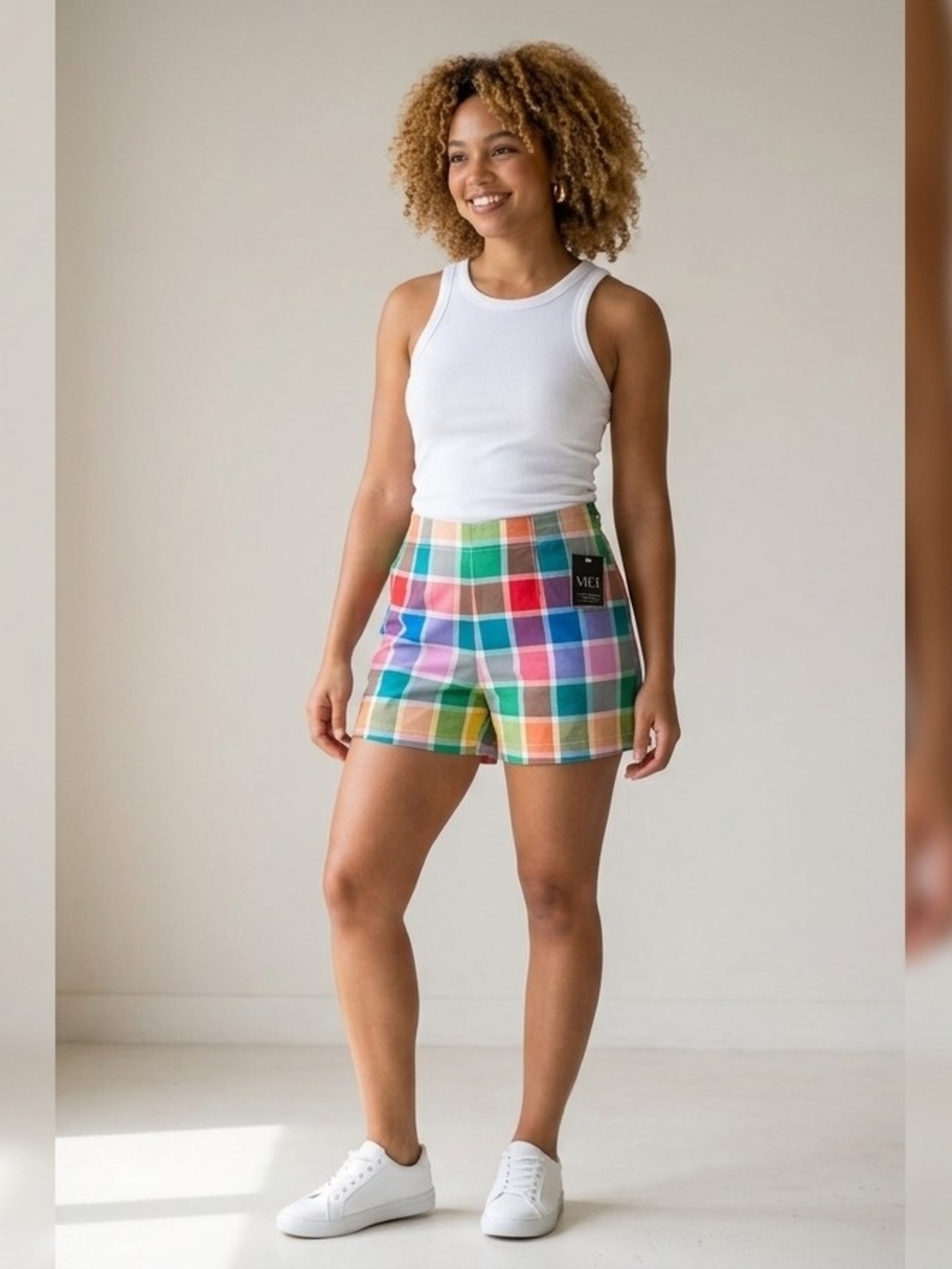Anthropologie Multicolor Plaid High-Waist Shorts